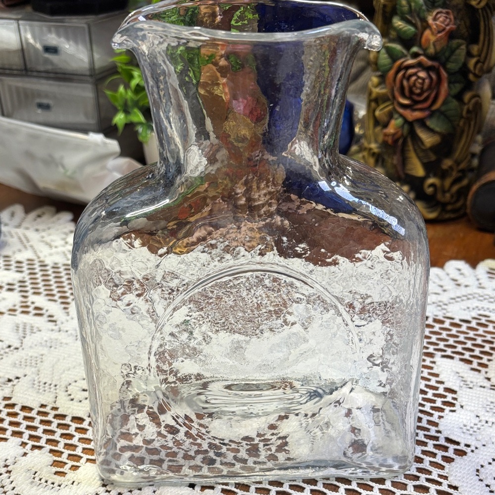 Blenko crystal clear glass water bottle